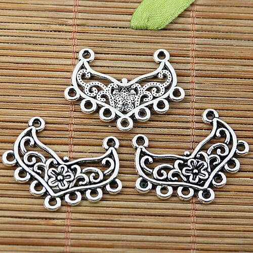 60pcs Tibetan silver flower heart shape connectors EF2050