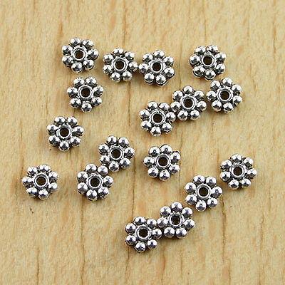 250Pcs dark silver-tone daisy spacer beads h0753