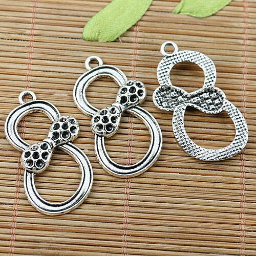 10pcs Tibetan silver number 8 bowknot charms EF2022