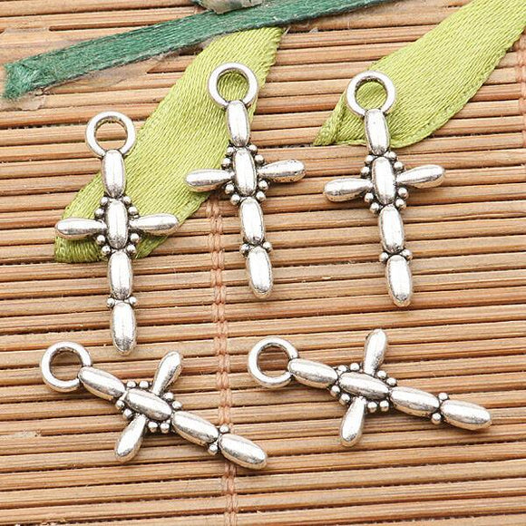 20pcs tibetan silver color craft cross design  charms H3668