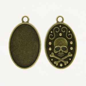 15pcs antiqued bronze color oval skull head cabochon settings  in 30x20mm  h1108