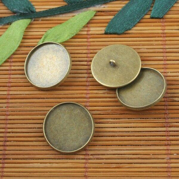 10pcs antiqued bronze color round button design cabochon settings G252