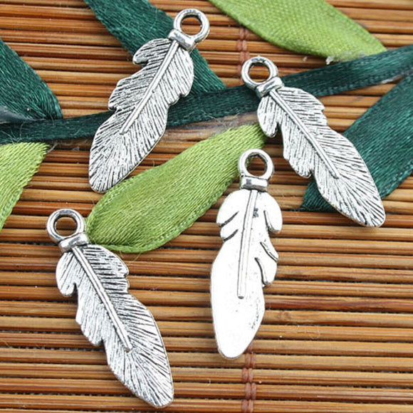 Alloy metal Tibetan Silver color feather style charms 20pcs EF0107