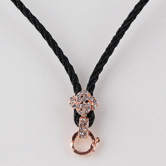 Black Color Necklace Cord Knot Rhinestones Bail Link Clasp   1pc CL15