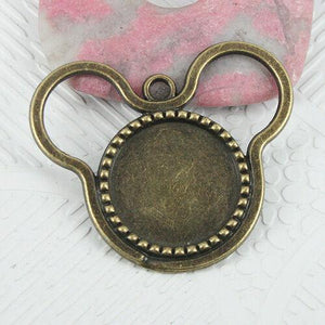 6pcs antiqued bronze color round cabochon setting with ears EF0703