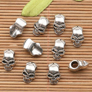 20pcs tibetan silver tone skull head face Spacer beads h0423