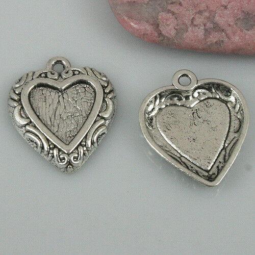 14pcs Tibetan Silver color heart shaped cabochon settings EF0457