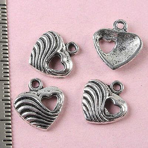 30pcs tibetan silver heart charm findings h1504