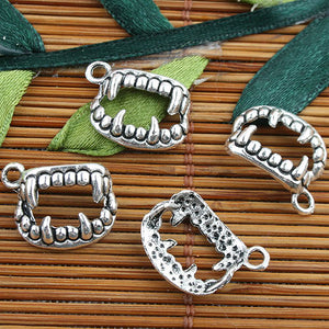 Tibetan Silver color opening mouth shaped teeth style charms 30pcs EF0094