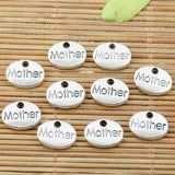 Assorted tibetan silver tone family lettering oval shaped charms to pick