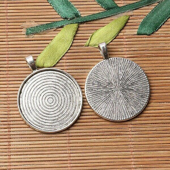 Tibetan silver plated round shape 30mm cabochon settings   4pcs  EF3566
