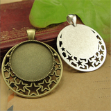 dichromatism  Blue bronze Tibetan silver color Round Star frame rim Cabochon Settings 25mm EF3821