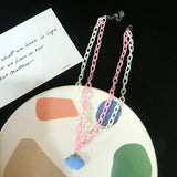 Jewelry Necklace Love Heart pendant Candy Color Chains multilayer Necklace