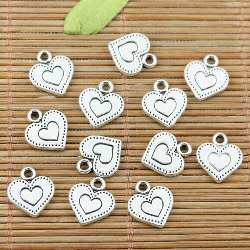 20pcs 13*11mm tibetan silver color 2sided love heart charms EF2368