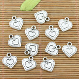 20pcs 13*11mm tibetan silver color 2sided love heart charms EF2368