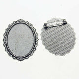 Lote de 2 cabujón ovalado de color plata tibetana de 25 x 35/25 x 18 mm, 30 x 40 mm y 13 x 18 mm, con diseño de broche.