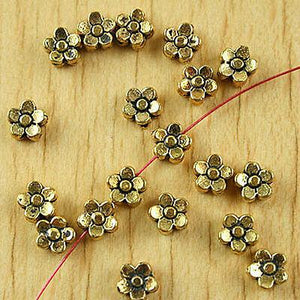 50pcs dark gold-tone plum flower spacer beads h1833