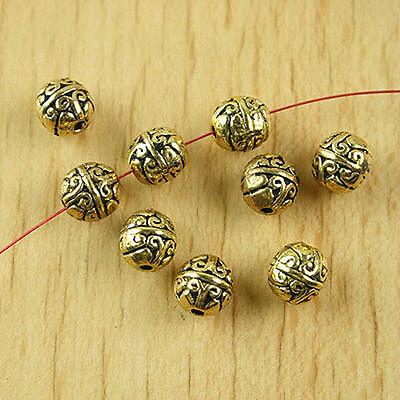 20pcs dark gold-tone crafted flower round beads h1867