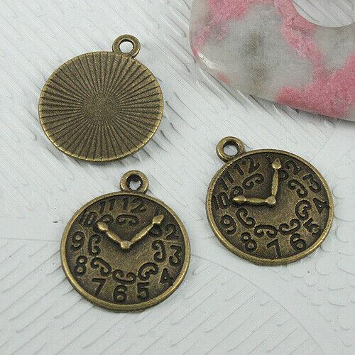 12pcs antiqued bronze color clock design charms EF0607