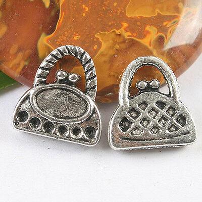 10pcs dark silver tone handbag charm h3452