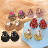 Fashion Jewelry Stud Earring Colorfull Rope Round Earring Sapphire Earring