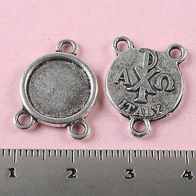 10pcs Tibetan Silver round 10mm cabochon setting connectors h0493