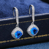Fashion Square Crystal Drop Earrings Hook Rhinestones 925silver Plated x1 E511