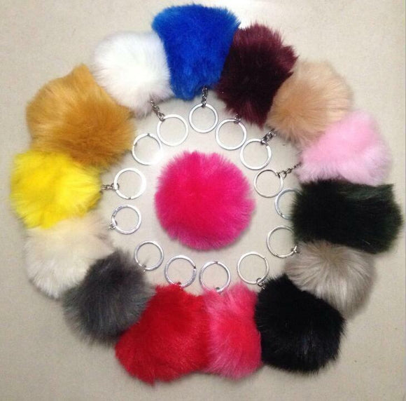 HOT REX Faux Rabbit Fur Ball in 8cm Car  Keychain Handbag  Charm Key Ring