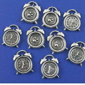 18pcs antiqued silver alarm clock pendant charm G980