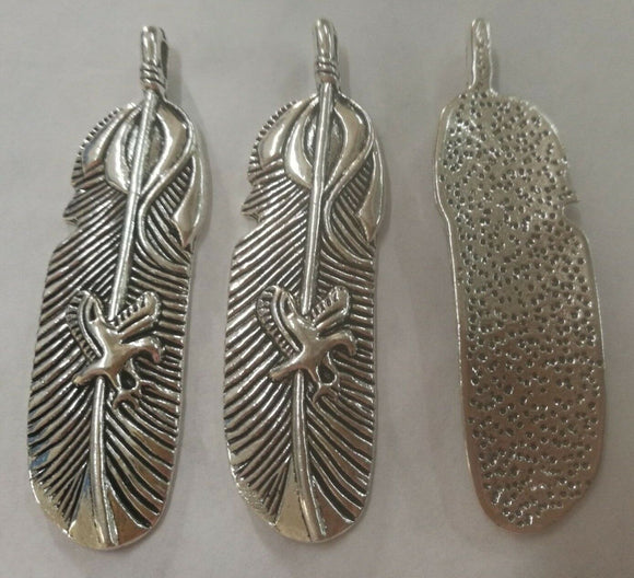 5pcs dark silver color eagle on the  feather  design charms  EF2676