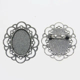 Lote de 2 cabujón ovalado de color plata tibetana de 25 x 35/25 x 18 mm, 30 x 40 mm y 13 x 18 mm, con diseño de broche.