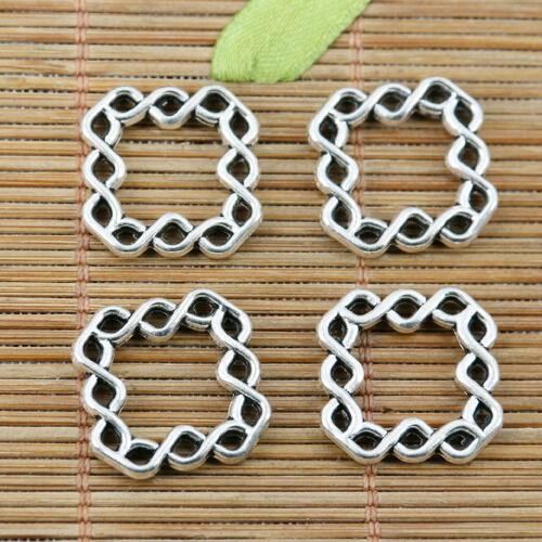 10pcs tibetan silver tone 19mm knitted squared shaped charms EF2334
