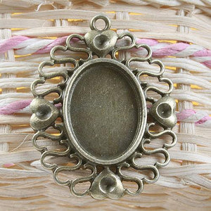 2Pcs antique bronze pattern rim cabochon pendant G697