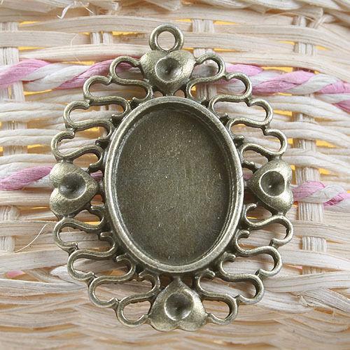 2Pcs antique bronze pattern rim cabochon pendant G697