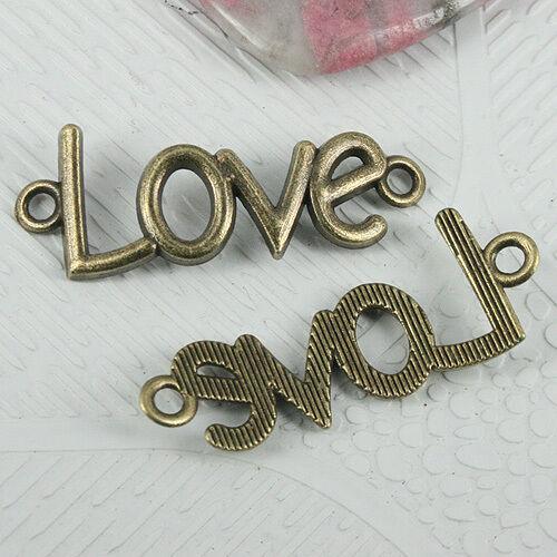 6pcs antiqued bronze tone curved Love word connector EF0874