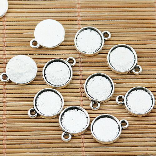 70pcs tibetan silver color round cabohon settings in 10mm EF1434