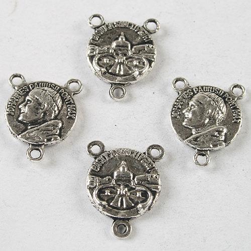 15pcs dark silver tone round connector h3743