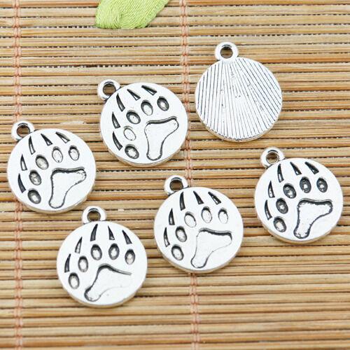 10pcs tibetan silver color roud footprint pattern charms EF2360