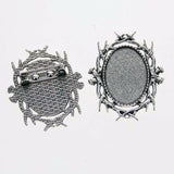 3pcs Tibetan silver color rim oval 25x18mm cabochon settings brooch design XA040