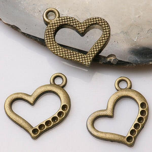 14pcs antiqued bronze color heart shaped   charms  EF3434