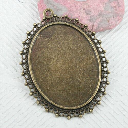 2pc antiqued bronze 54x40mm oval cabochon settings /photo frame EF0686