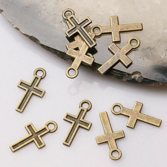 70pcs antiqued bronze color mini cross  design  charms  EF3463