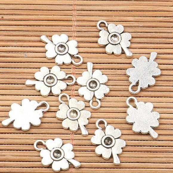 36pcs tibetan silver tone lucky  leaf design cameo charms h0899