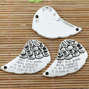 4pcs tibetan silver tone angel wing design connector EF1723