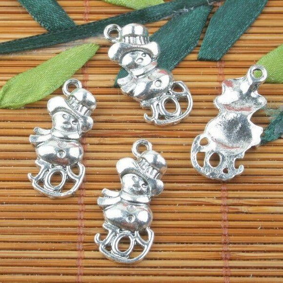 10pcs tibetan silver tone JOY snowman charm pendants G0308