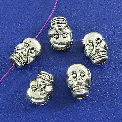 30pcs dark silver tone skull spacer bead h3054