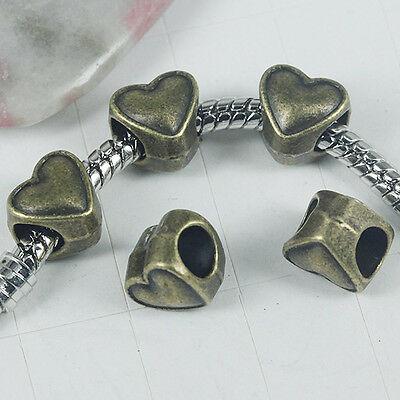 12pcs Antiqued bronze tone 2sided heart shaped spacer beads L0181
