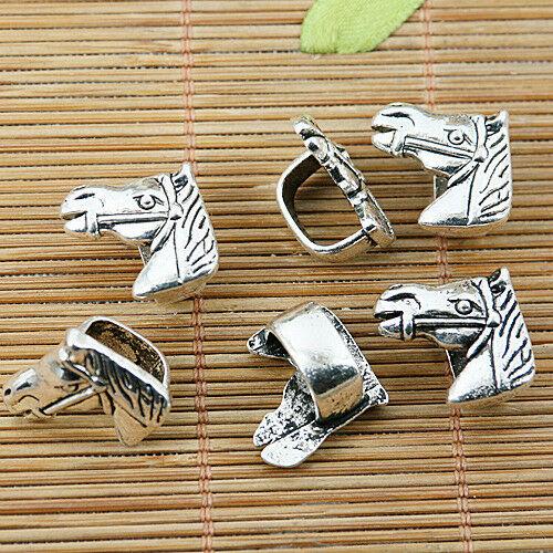 6pcs tibetan silver color horse charms EF1453