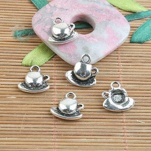 14pcs Tibetan Silver color set of teacup design charms H0477