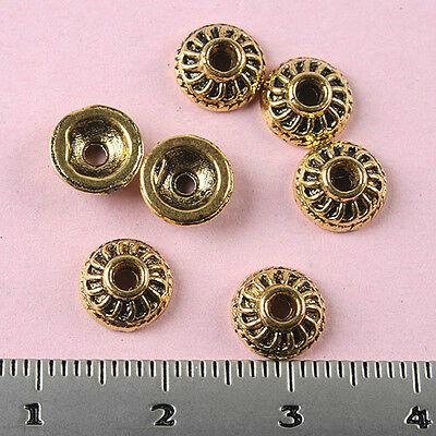 40pcs dark gold-tone peg-top  bead cap charms Findings h1365